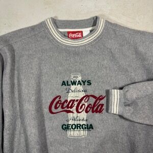Vintage 90s Coca-Cola Sweatshirt Mens Medium Gray Atlanta Georgia Crewneck